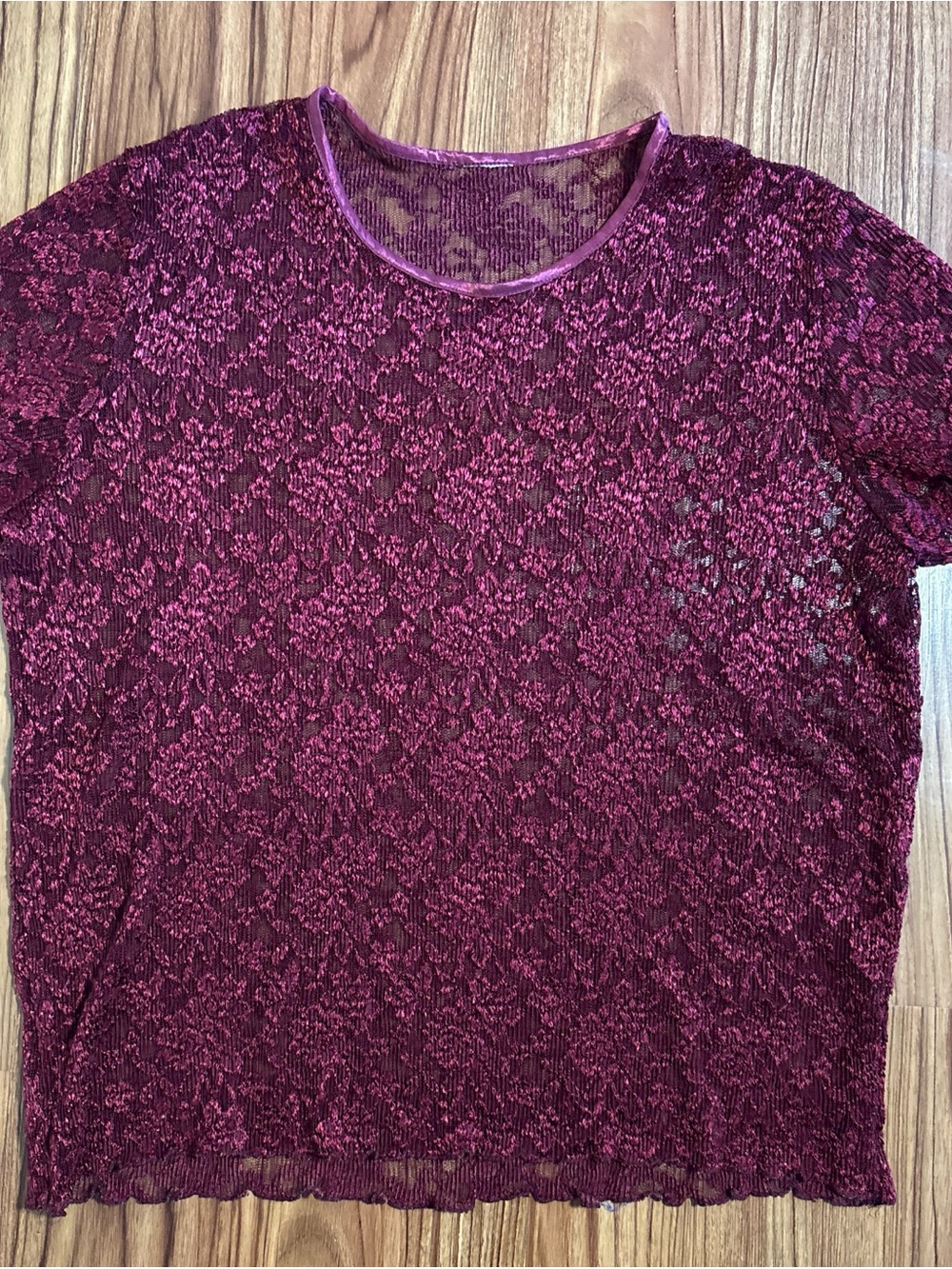 VTG 90s Sheer Lace Whimsigoth Top with Ruffle Edges - Plus Size